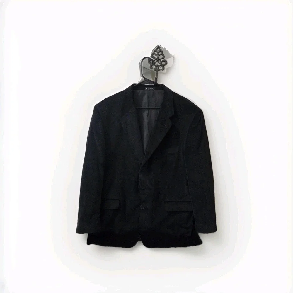 Calvin America Navy Blue Velvet Blazer Jacket Men's 44R 3 Button Classic‎ Formal